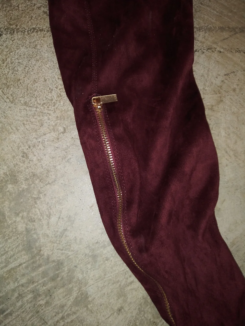 Over-the-Knee Block Heel Boots in Burgundy